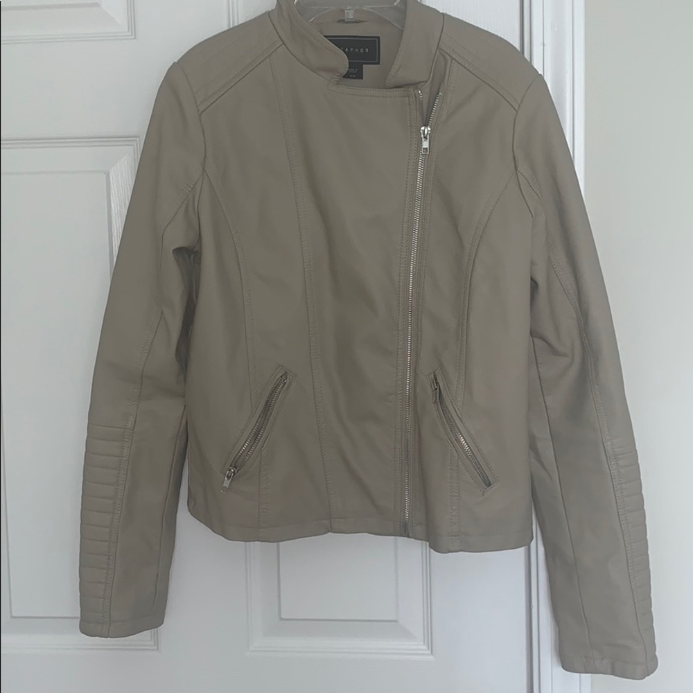 Taupe fashion leather jacket